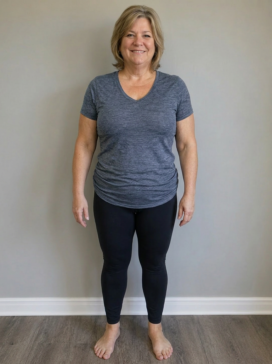 AI photorealistic visualization of the same woman after a 90-day hormone and metabolic transformation