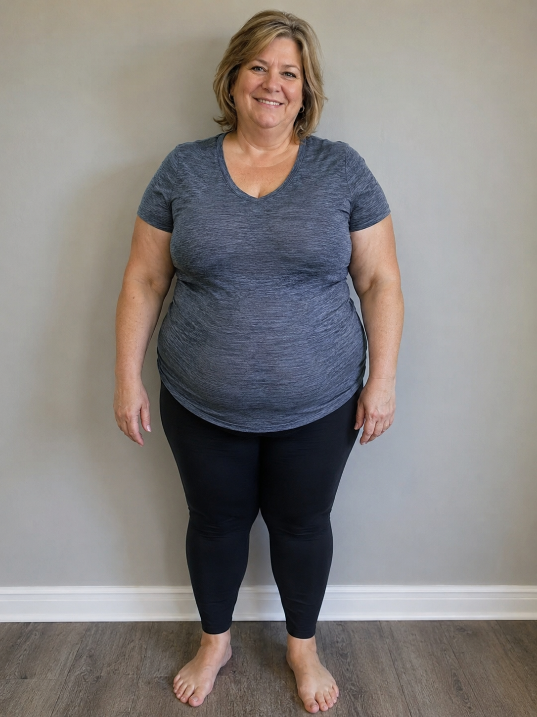 Woman before personalized hormone, GLP-1 and peptide wellness program